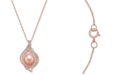 Macy's Pink Cultured Freshwater Pearl (8mm) & Diamond (1/4 ct. t.w.) 18" Pendant Necklace in 14k Rose Gold